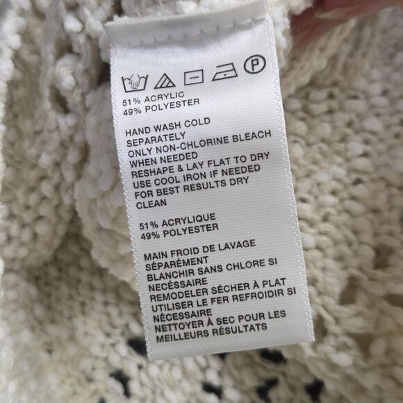 Pins and Needles Sweater Women Medium Ivory Crochet Open Knit Pointelle Pullover - Picture 9 of 9